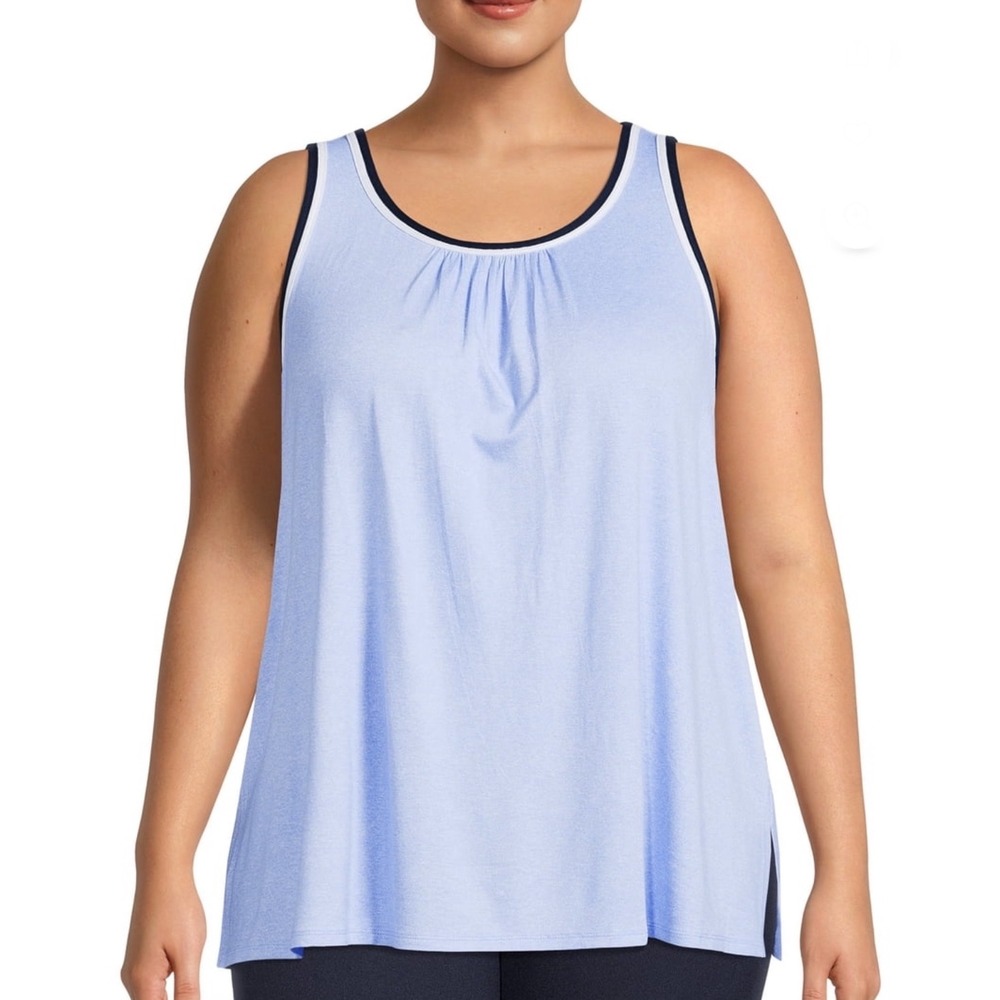 Secret Treasures Womens Plus 3X Blue Heather Ringer Sleep Tank Top NWT 22W-24W